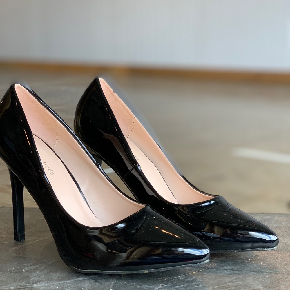 Faux Patent Leather Heels